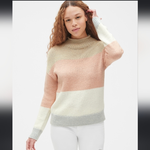 Gap Stripe Mockneck Pullover Sweater in Wool-Blend | Size XS/S - Picture 1 of 12